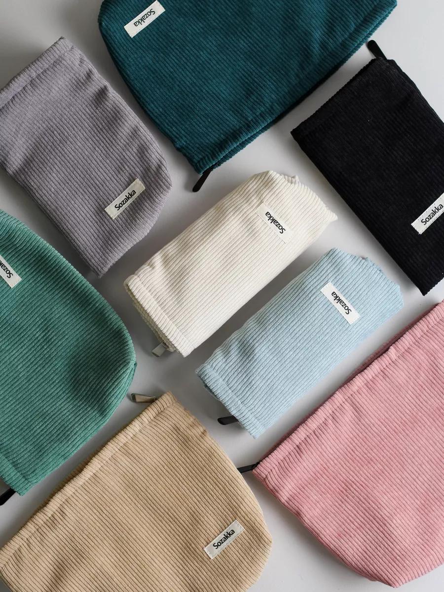 Bolso de pana para mujer, bolso de cosméticos de gran capacidad, bolso de mano a la moda para mujer