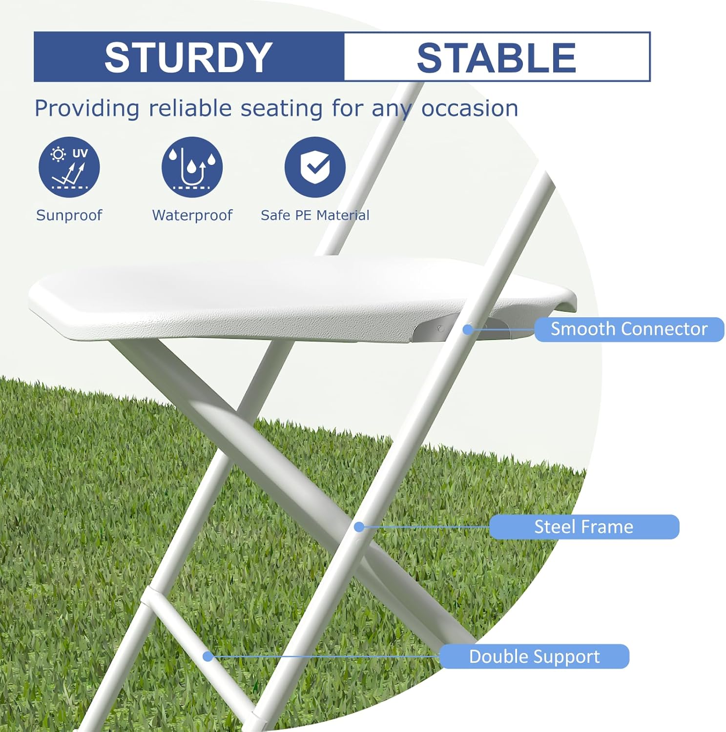 20 Pack White Folding Chairs, Plastic Folding Chairs Outdoor Indoor, 350lb Capacity,Portable Event Chair, Lightweight Folding