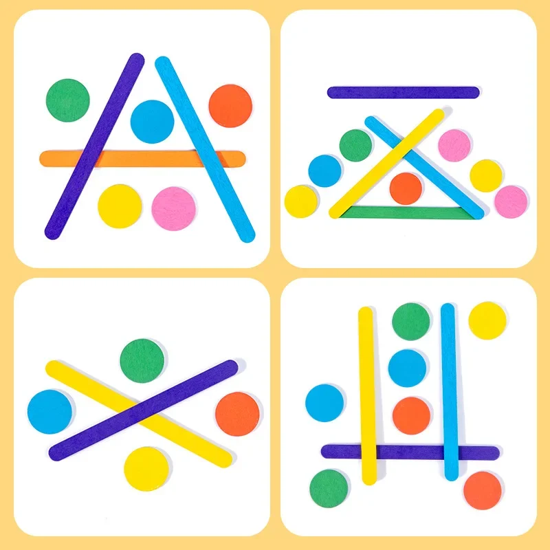 Crianças arco-íris vara pensando quebra-cabeça de madeira diy sorvete vara quebra-cabeça desafio jogos de mesa montessori brinquedos educativos para crianças