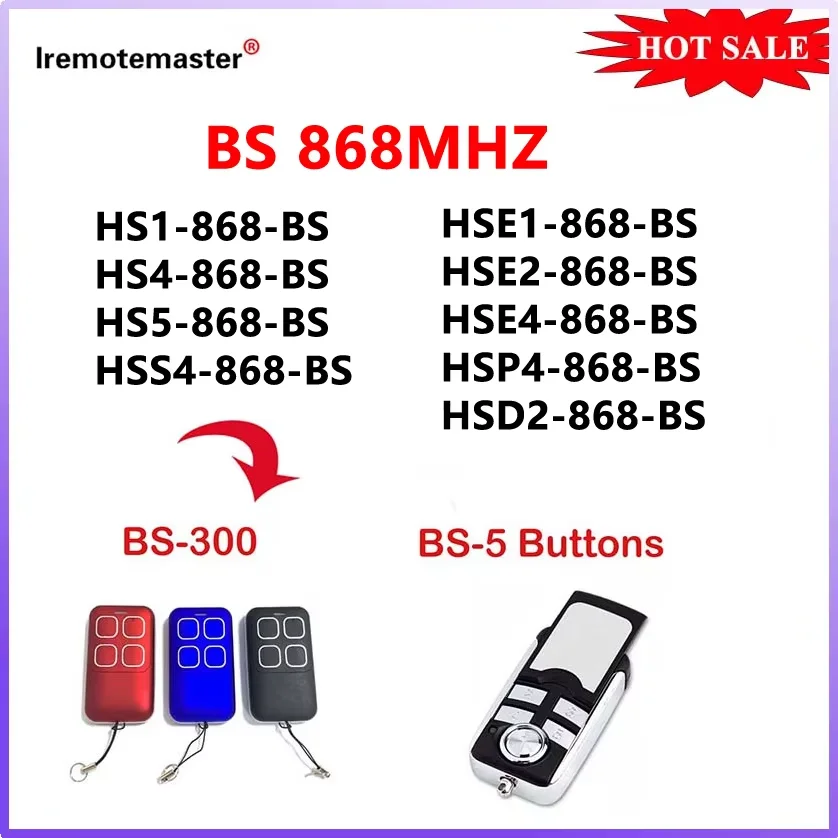 2025 New For BS BiSecur HSE4 HSE2 HSE1 HS5 HS4 HSE1 HSD2 HSS4 868MHz BS Remote Control Garage Door Gate Opener Transmitte