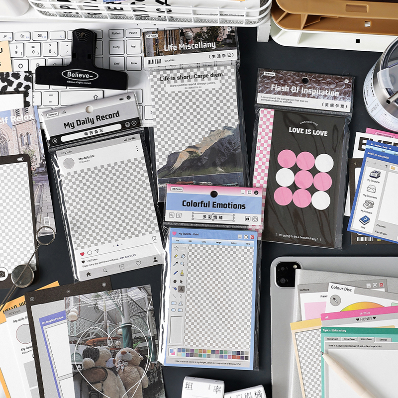 30 Uds. De Material de Collage Ins, papel DIY, decoración de tarjetas, sesión fotográfica de ídolo, álbum de recortes, diario, papel de fondo, papelería Kawaii