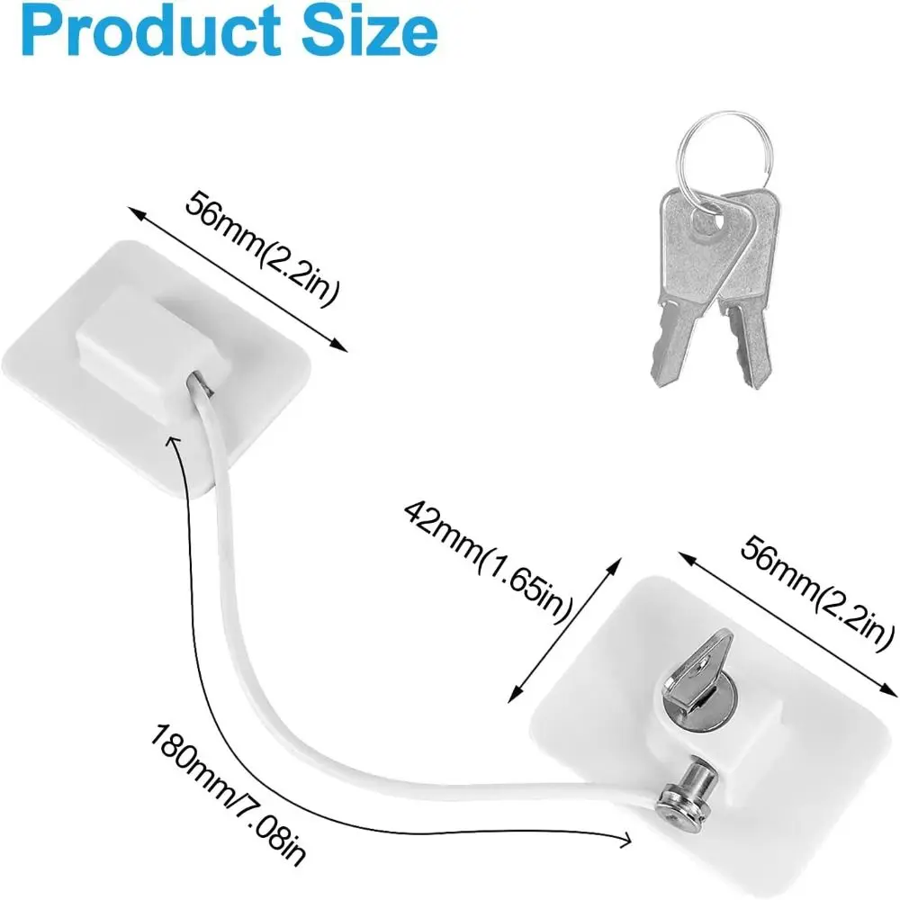 Child Cable Lock with Key Pet Window Restrictor Safety Lock Child Window Restrictors Self Adhesive No Drilling Window Locks