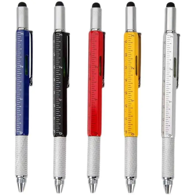 7 In1 Đa Năng Bút Bi Cầm Tay Hiện Đại Dụng Cụ Đo Kỹ Thuật Thước Vít Stylus Màn Hình Cảm Ứng Mức Độ Tinh Thần