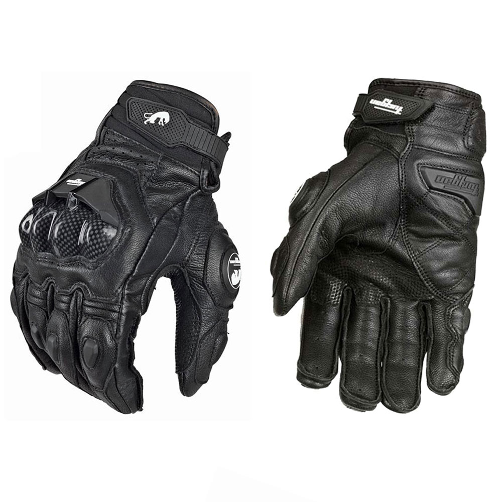 Motorbiker lederen handschoenen koolstofvezel beschermende handschoenen heren motorcross motorhandschoen biker racehandschoenen zwart
