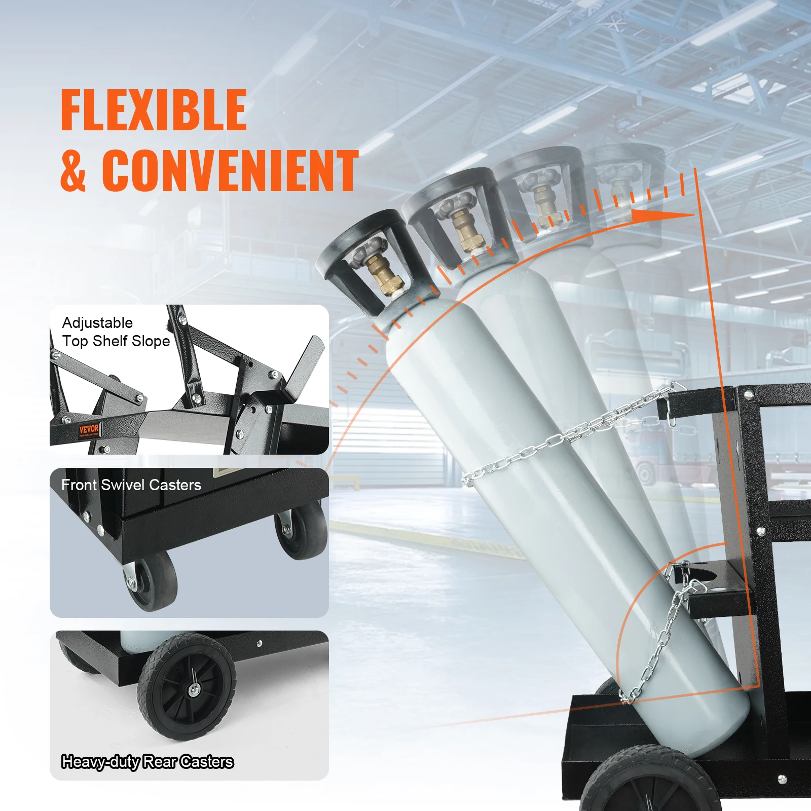 VEVOR Welding Cart 2-Tier 4 Drawers Welder Cart with 360° Swivel Wheels Heavy Duty Rolling MIG Welder Cart for Mig Plasma Cutter