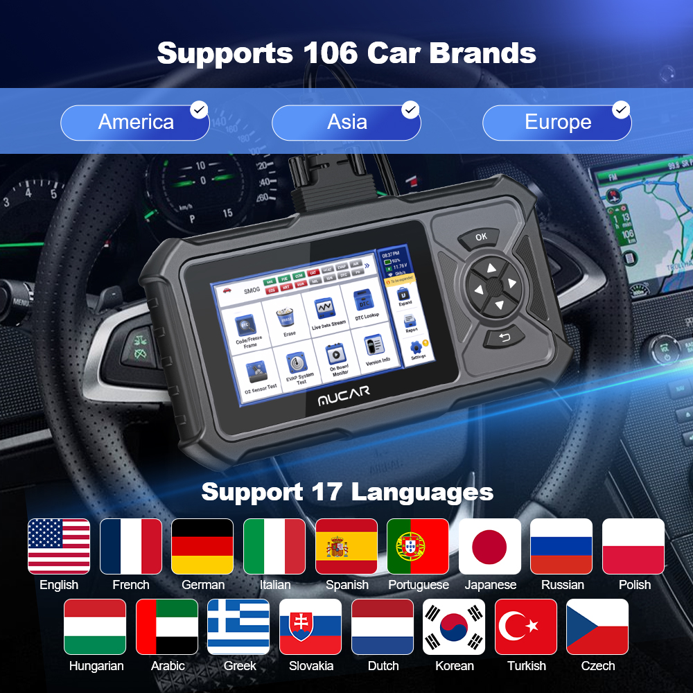 MUCAR CDE900 Pro Obd2 Scanner 2 + 32G Automatic Car Diagnostic Tool Code Scanner Ferramenta OBD automotiva 28 Resets Sistemas completos