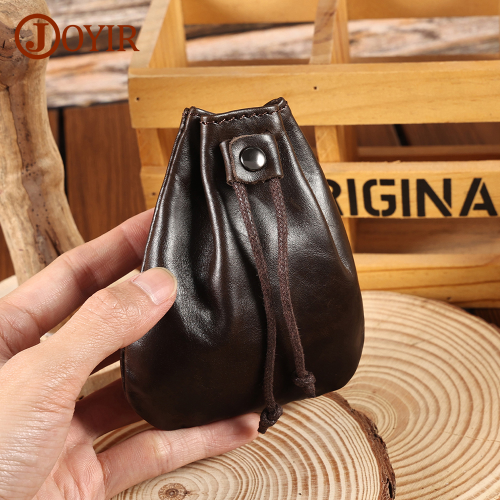Monedero JOYIR de cuero genuino para hombre, monedero, tarjetero para hombre, Mini bolsa de almacenamiento informal, billeteras Unisex