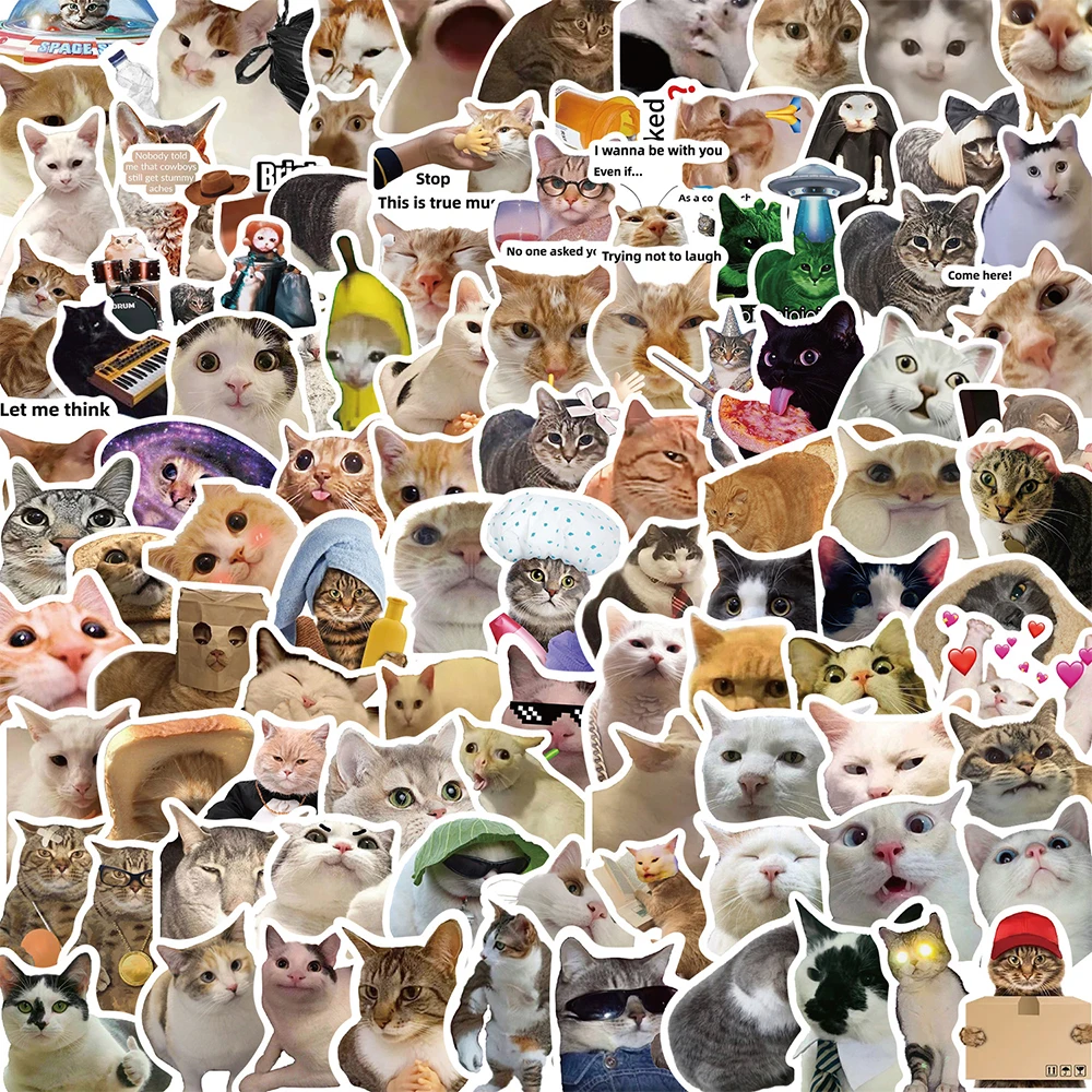 10/30/50/100pcs Animale Sveglio Gatto MEME Divertenti Adesivi Estetici Decalcomanie DecorativeNotebook Auto Del Computer Portatile Del Capretto Del Fumetto adesivi confezioni