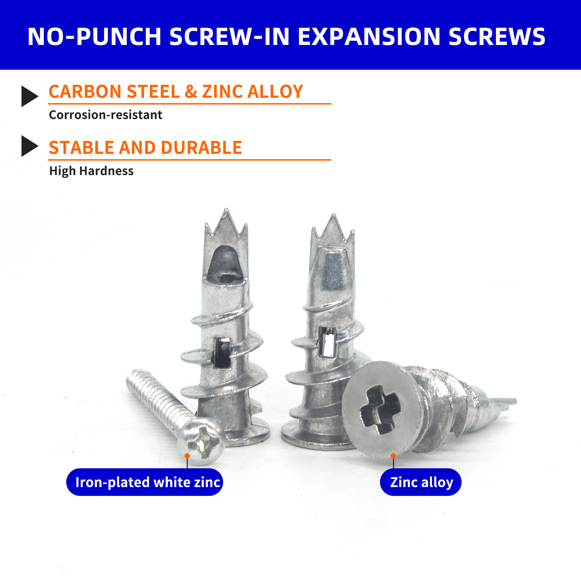 40/80/120 pces liga de zinco gesso drywall âncora parede oca auto-perfuração plugue de parede com parafuso de rosqueamento parafuso drywall