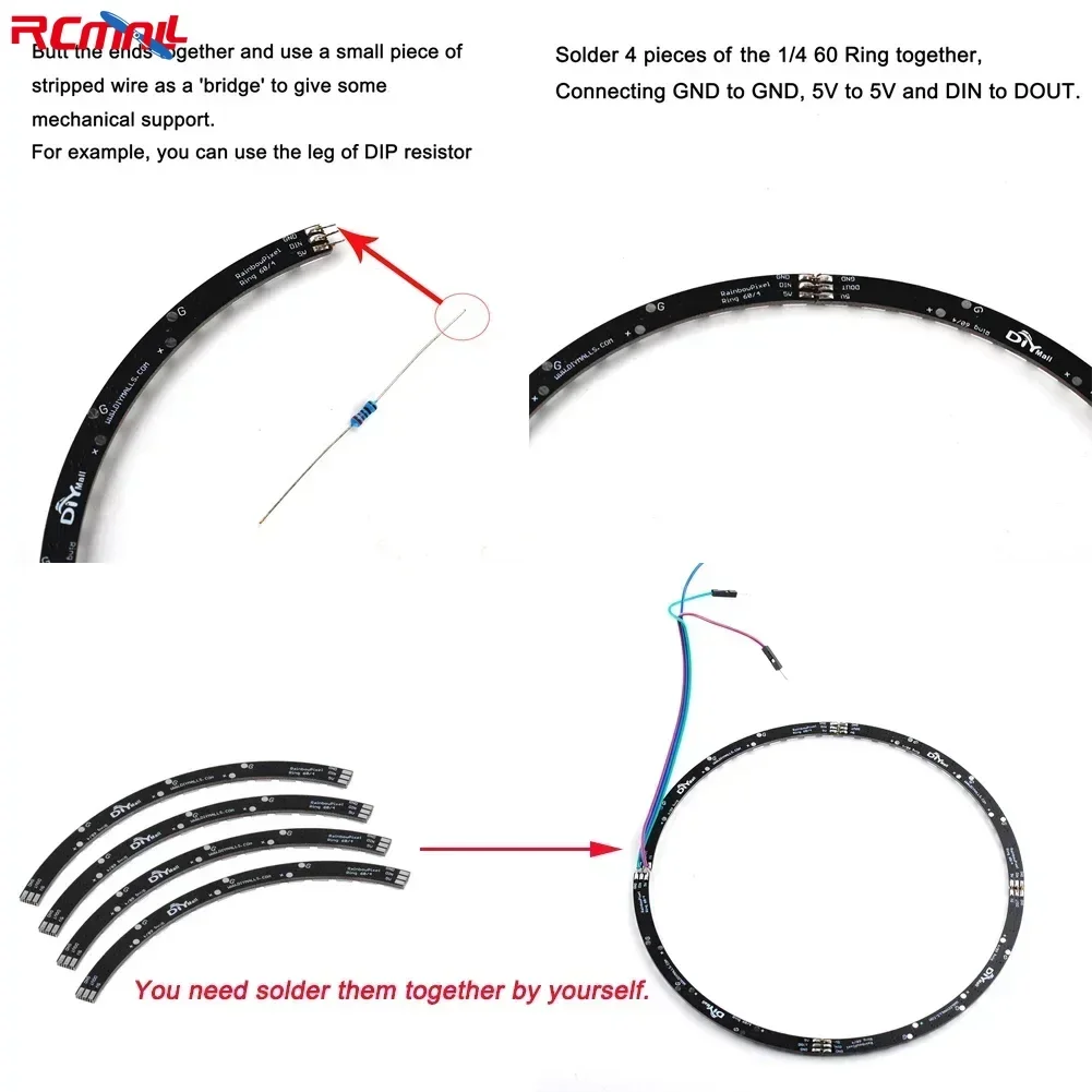 WS2812B 5050 RGB LED Ring 7 / 8 / 12 / 16 / 24 / 60 Bits Lamp Light with Integrated Drivers WS2812 for Arduino Raspberry Pi