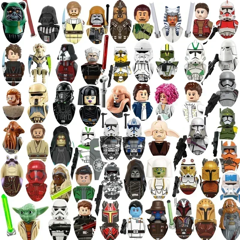 Star Wars Yoda Mandalorian Han Solo C-3PO Leia Darth Vader BbbaFett bloque Mini Robot figura juguete ladrillos muñeca de ensamblaje