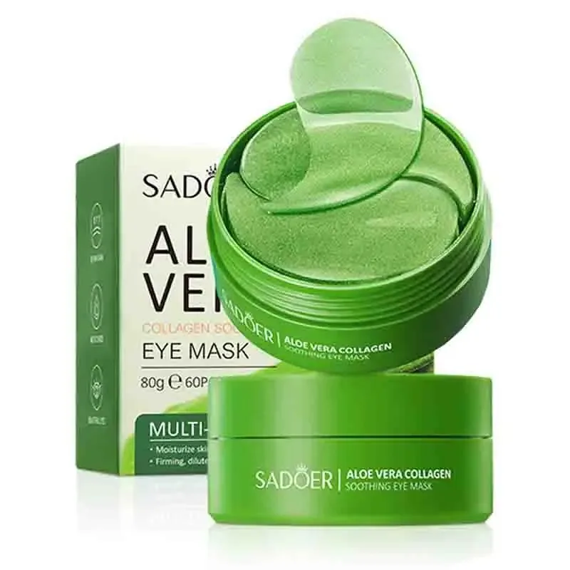 Mascarilla de colágeno de Aloe Vera para ojos, bolsas para ojos antiojeras, parches hidratantes antiarrugas, productos para el cuidado de la piel, 60 uds.