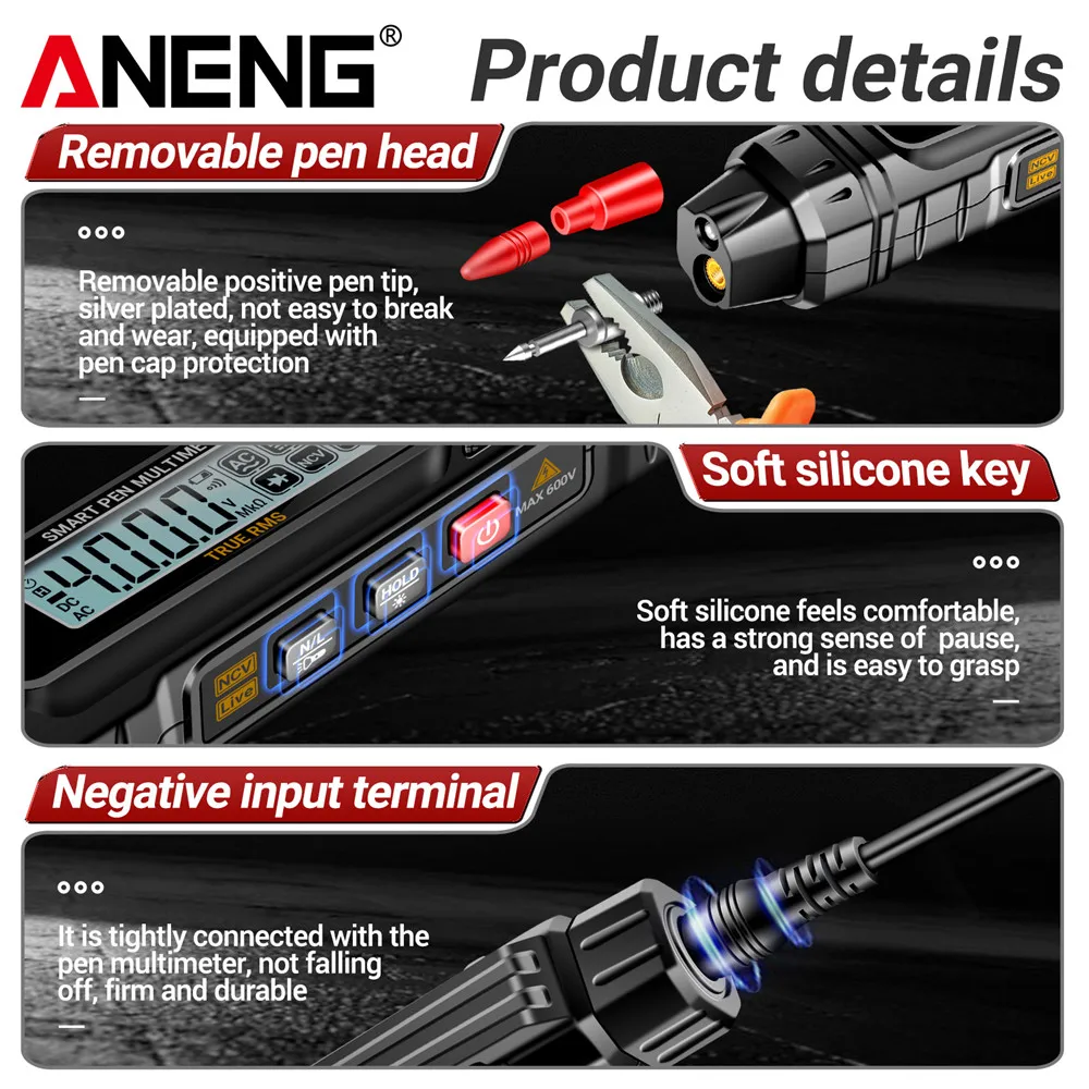 ANENG A3005 มัลติมิเตอร์แบบดิจิตอลปากกา 4000 นับProfessional Non-Contact Auto AC/DCแรงดันไฟฟ้าOhmเครื่องทดสอบไดโอดสําหรับเครื่องมือ