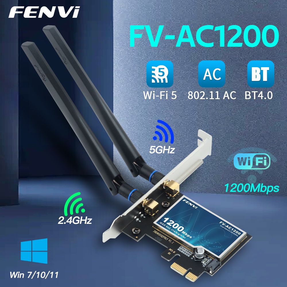 FENVI WiFi 5 AC1200 PCI-E adaptador inalámbrico BT4.0 banda Dual 2,4G/5GHz 802.11AC tarjeta de red ordenador portátil de escritorio para Windows 7/10/11