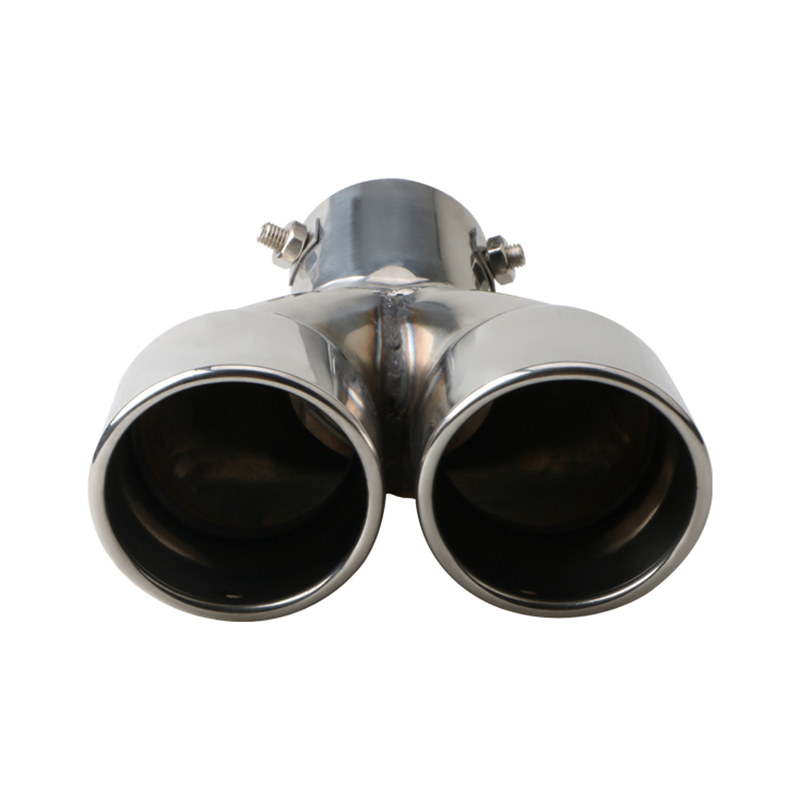 Car Exhaust Pipe Universal Double Outlet Car Muffler Tip Stainless Steel Chrome Silver Rear Muffler Tip Tail Throat