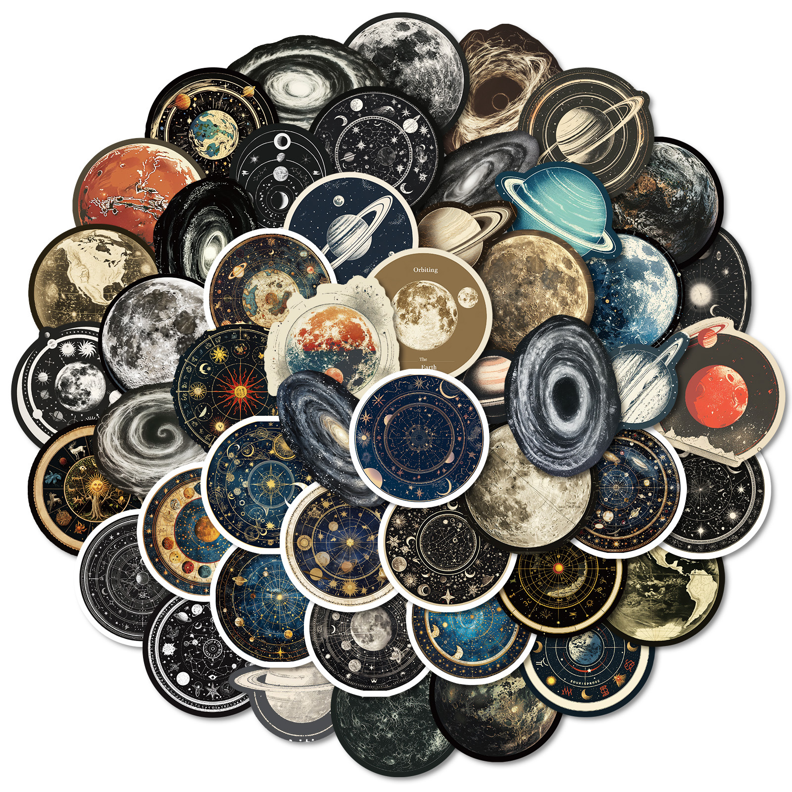 50 pçs estação de espaço universo céu estrelado dos desenhos animados graffiti adesivos diy portátil telefone notebook mala adesivo à prova dwaterproof água crianças brinquedo