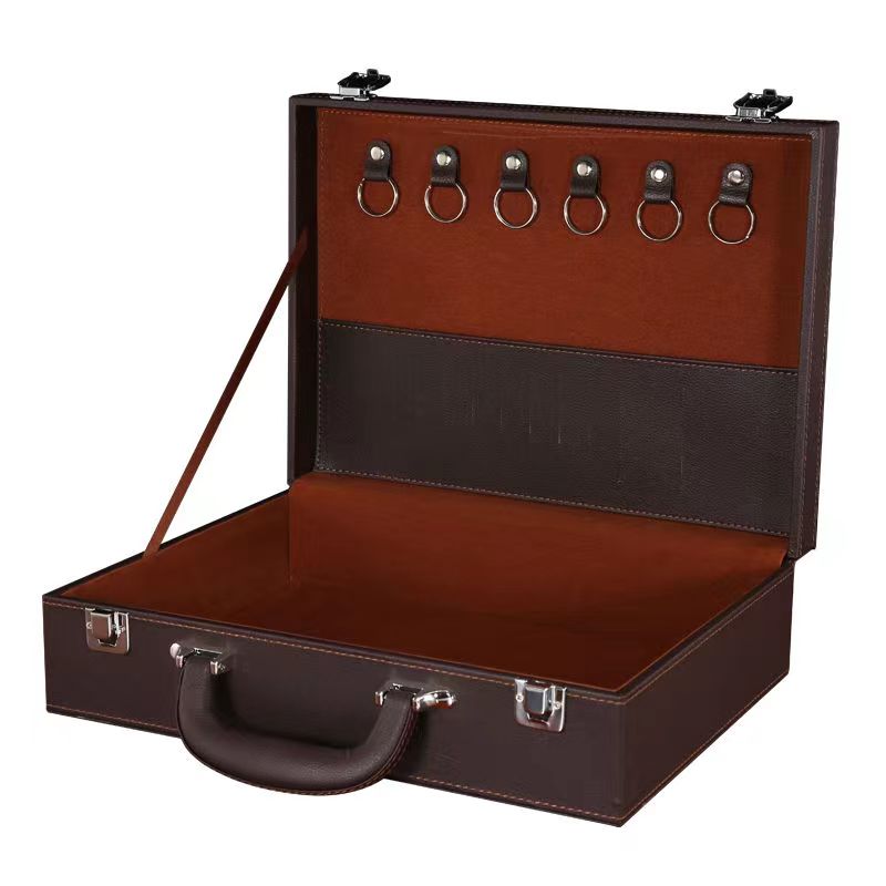 Bolsos de mano para hombre y mujer, caja de entrega para habitación, caja de herramientas, bolsa de almacenamiento de información, maleta, llave, caja de archivo de negocios de cuero