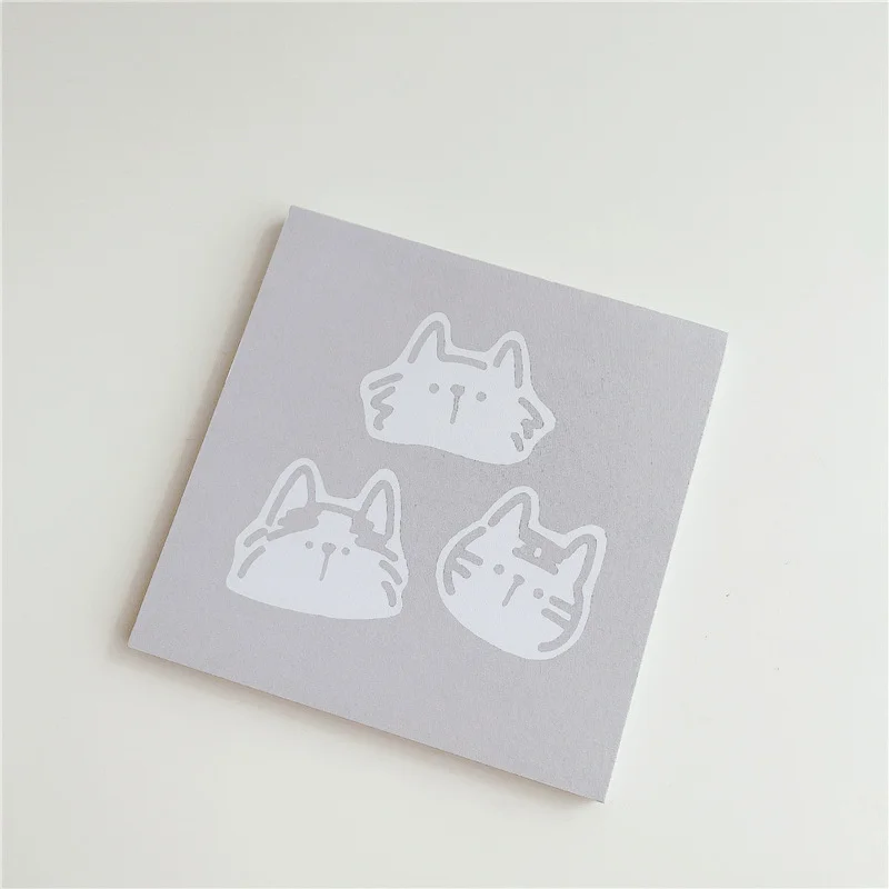 50 Sheets Cartoon Brief Strokes Cute Cat Memo Pad Simple Style Kawaii Message Paper Student To Do List Notes School Stationery
