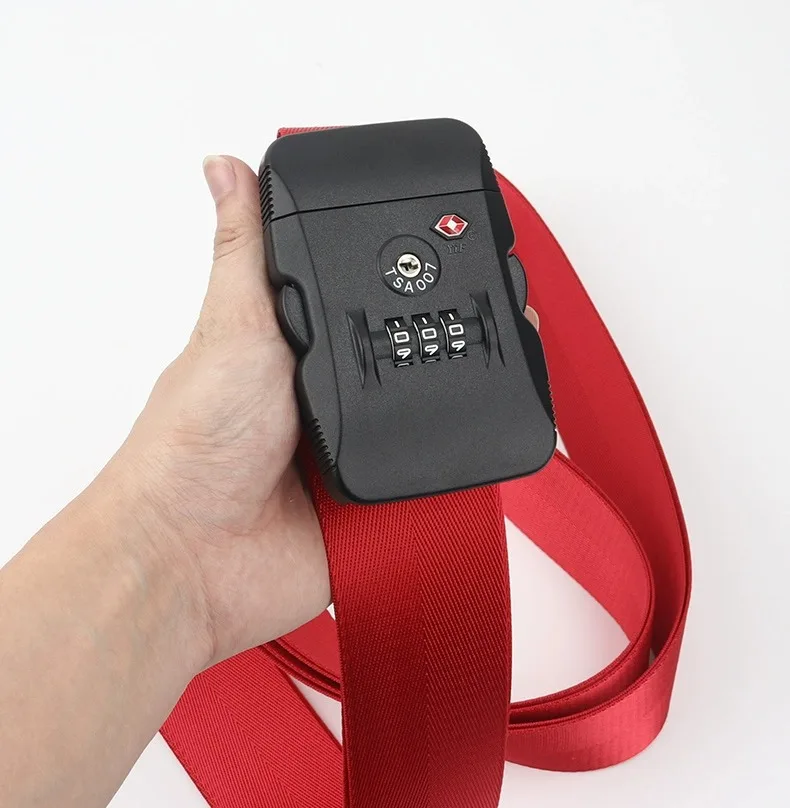 Correa de equipaje de viaje de alta calidad con cerradura de combinación TSA, tarjeta de nombre, cinturón de embalaje de maleta ajustable, correas de encuadernación en el extranjero