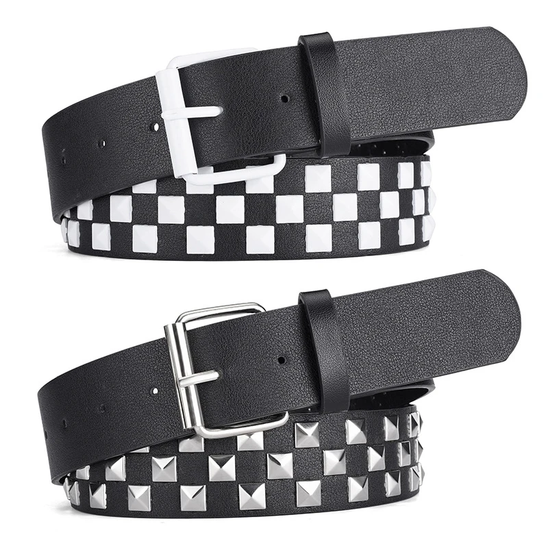 Weißer Dornschließe-Gürtel, modischer Hip-Hop-Punk-Gürtel, trendiger All-Match-Damen-Jeans-Accessoires, Y2k-Mädchen, rosa Pu-Bund