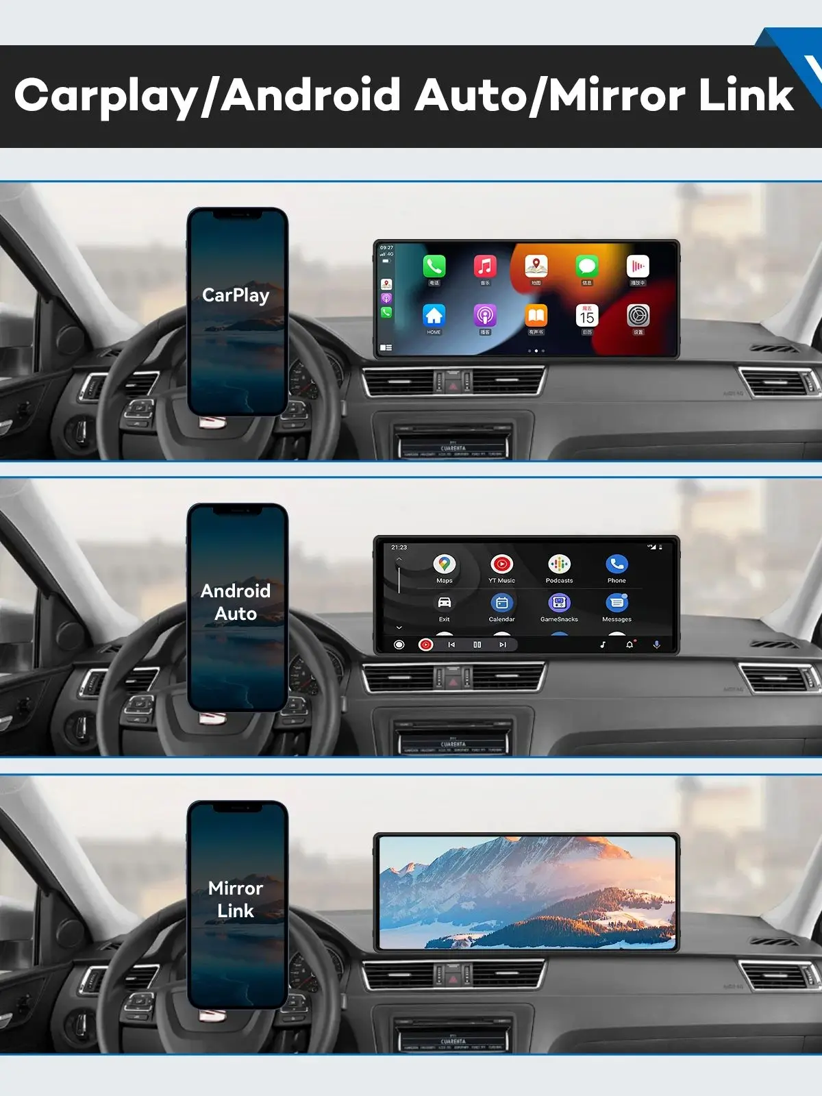 Universal 10.26” Screen Car Radio Multimedia WIFI Video Player Wireless Carplay Screen for Apple Or Android