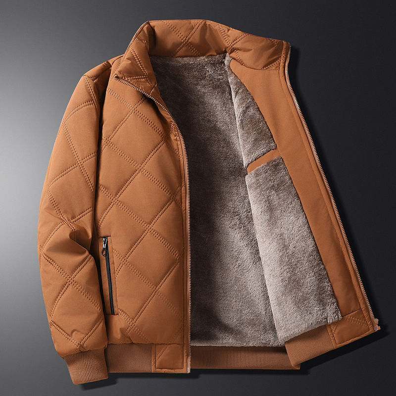 Chaqueta acolchada cálida de lana para hombre, Parkas térmicas con cuello levantado, cortavientos grueso de algodón, ropa para hombre, invierno