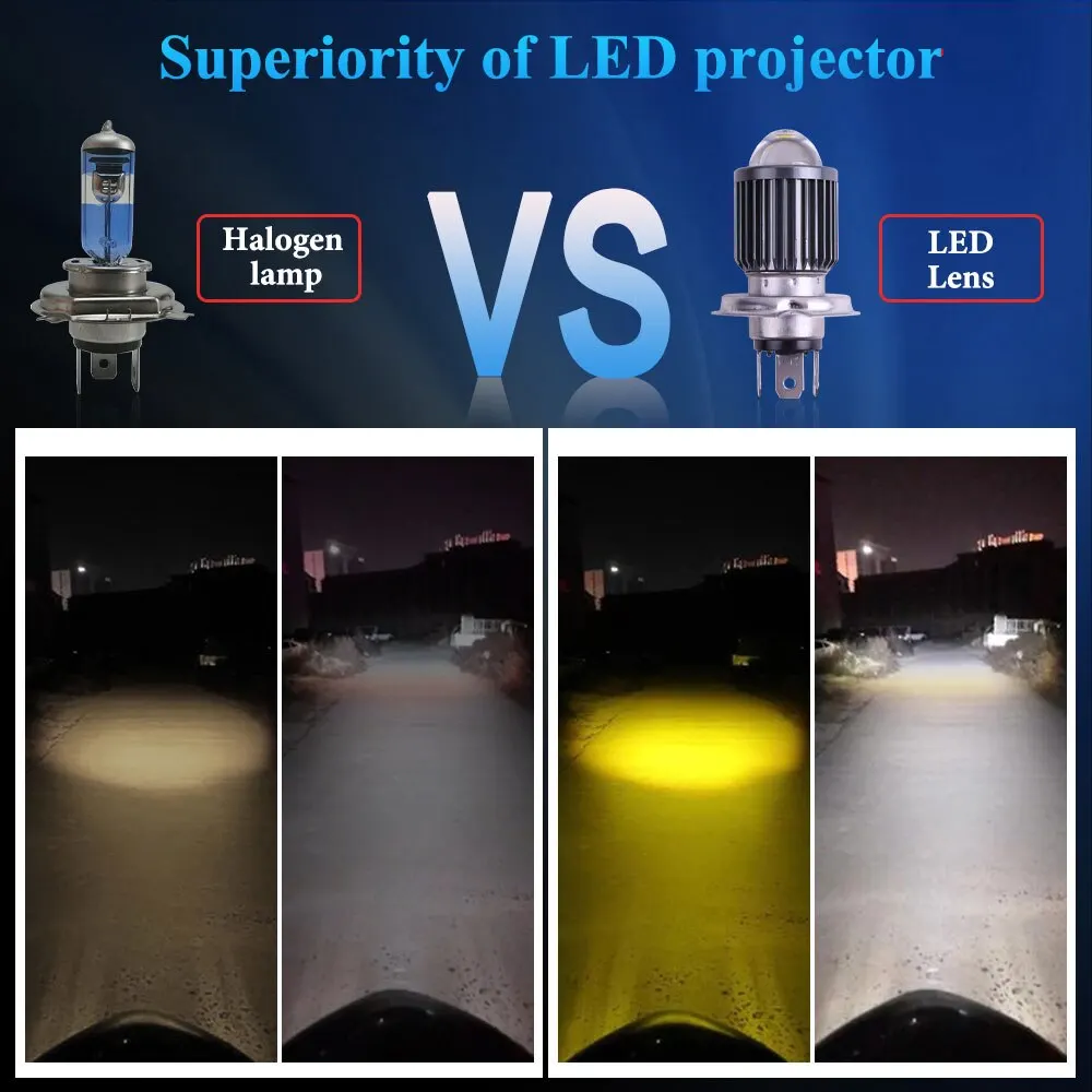 ไฟหน้ามอเตอร์ไซค์1ชิ้นหลอดไฟ LED สีขาว H4 CSP 12V 6000K ไฟ ATV มอเตอร์ไซค์อุปกรณ์เสริมสกู๊ตเตอร์ไฟตัดหมอก1ชิ้น
