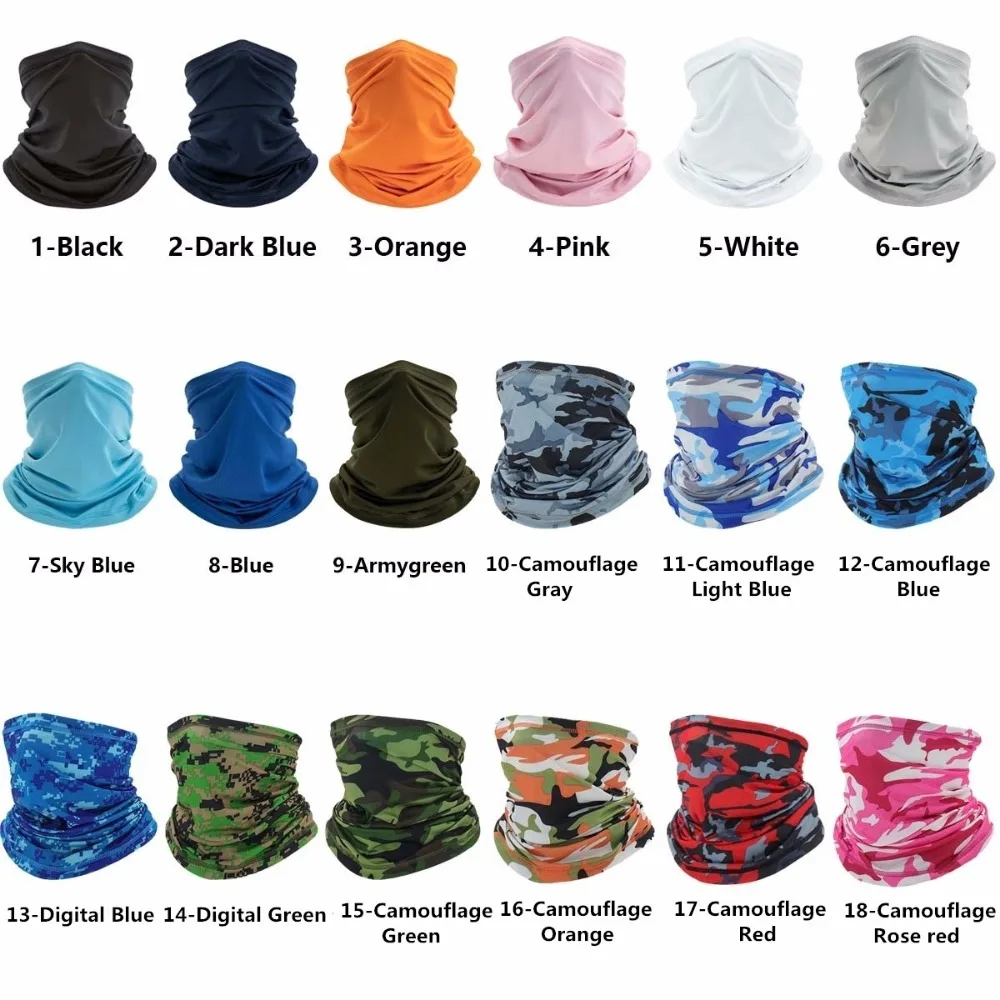Multi-Purpose Turban ขี่ผ้าพันคอขี่จักรยานผ้าพันคอผู้ชายผู้หญิงคอครีมกันแดดผ้าไหมน้ําแข็งกลางแจ้งตกปลาเดินป่า Headwear หน้ากาก