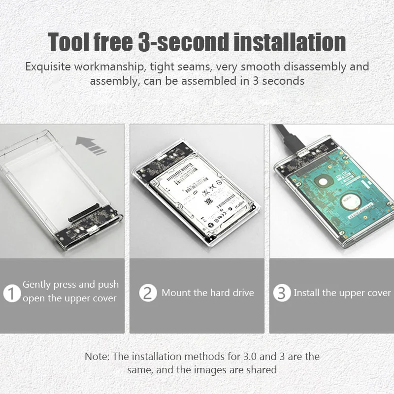 USB 3.0 Transparent HDD Enclosure 2.5" ,Type C Micro Cable External Hard Drive Disk Case 2.5 Inch SATA Box HDD SSD Computer