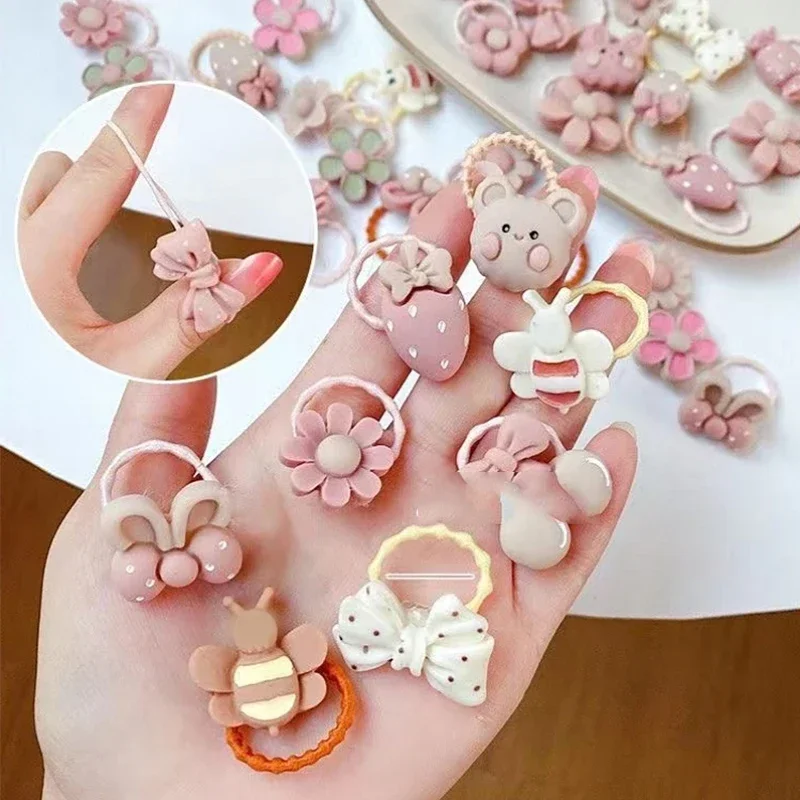 50 pz lotto simpatico cartone animato orso coniglio fascia per capelli ragazze elastico elastico copricapo fiore fiocco bambino bambini accessori per capelli ornamenti
