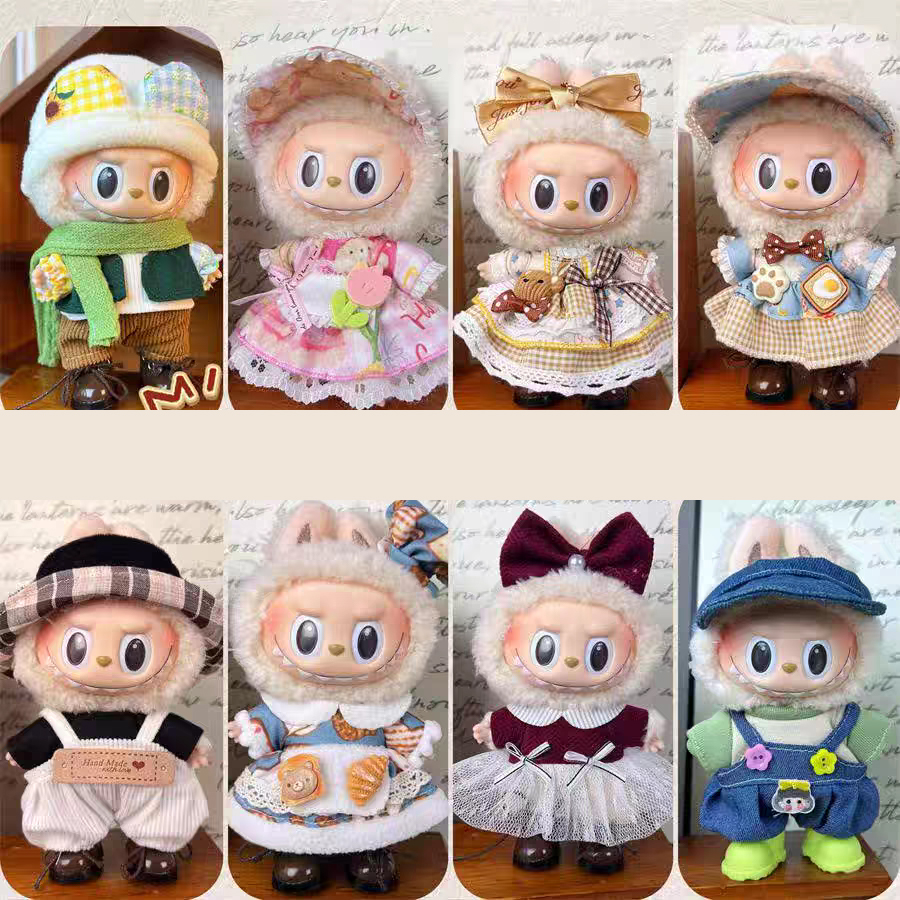 Одежда для кукол Labubu 17 см Kpop, женская групповая форма в экзо-вентиляции, комплект одежды, юбка и свитер, цветные солнцезащитные очки Labubu Ropa