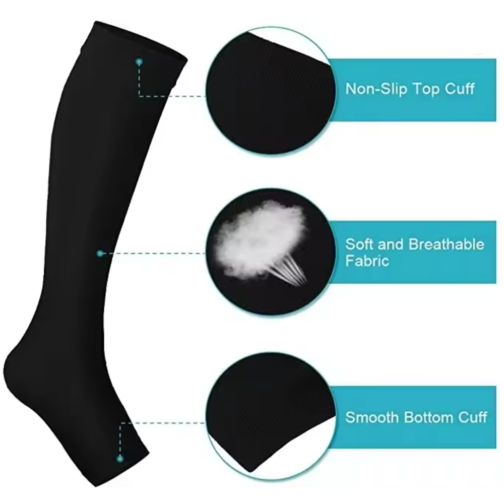 Medias médicas de compresión para pantorrilla, medias de presión graduadas para dar forma a las venas varicosas, medias elásticas con punta abierta hasta la rodilla, S-XL