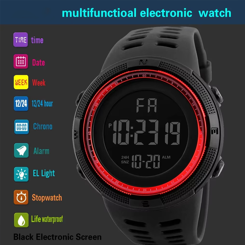 Relógio eletrônico para homens militar esportes relógios luminosos multifunções led digital relógio de pulso para homem crianças menino estudante adolescente