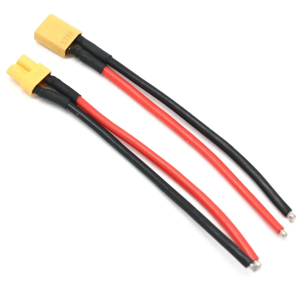 Xt60 xt30 xt90 t plug conector macho/fêmea com 100mm 12/14/16awg fio de silicone para cabo de bateria rc