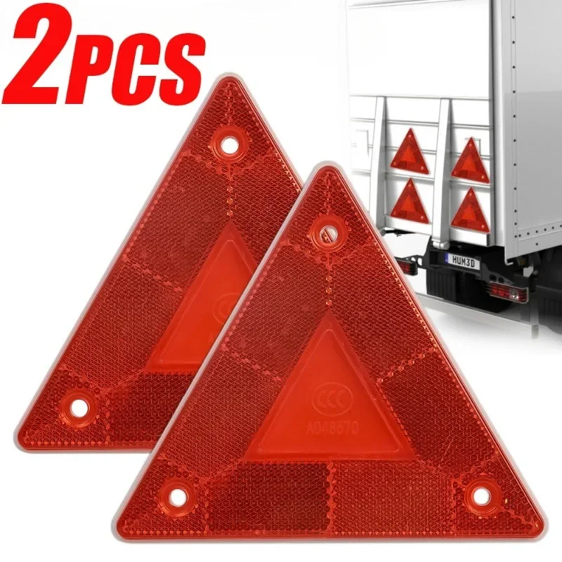 Tiras reflectantes de advertencia triangular, señal de advertencia de parada de vehículo, Reflector de seguridad rojo para remolque, tablero RV, luz de placa de camión, 2/1 Uds.