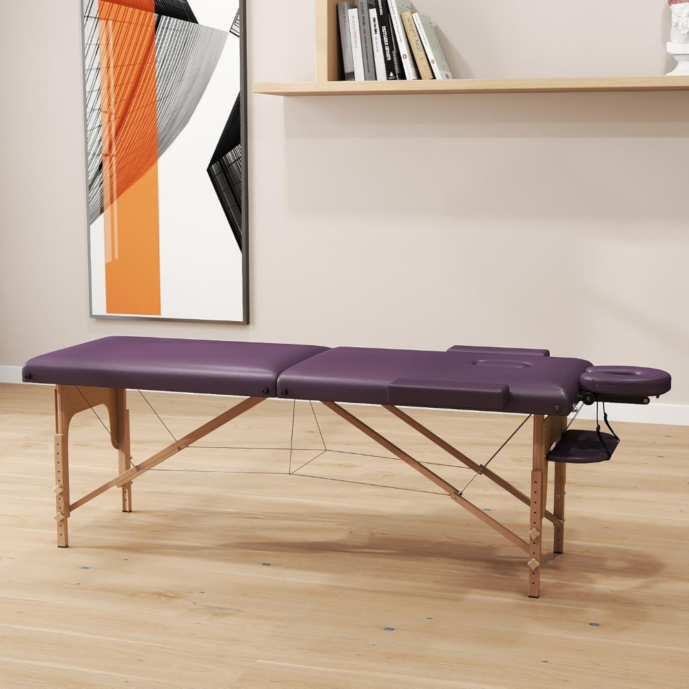 Mesa de masaje plegable, 2 zonas de madera, para fisioterapia y tatuajes