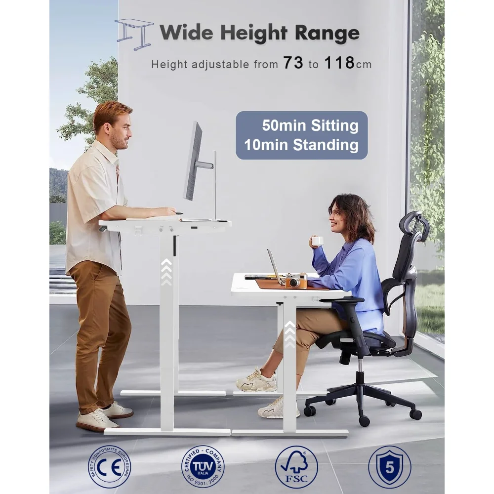 Höhenverstellbarer elektrischer Schreibtisch, ergonomischer vertikal verstellbarer Computertisch, 120 x 60 cm, Computertisch