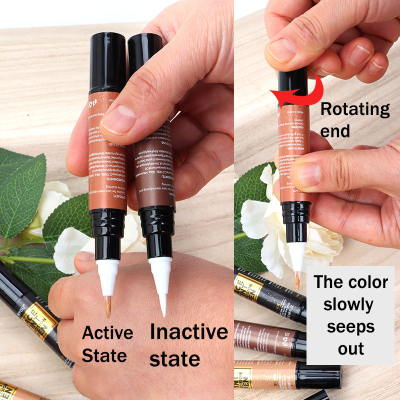 Spitzen-Tönungsstift, getönte Spitze, Präzisions-Scheitelstift, Schwarz, Mittel, Dunkel, Hellbraun, 5 ml, 0,17 Unzen – Perücken-Spitzen-Tönung mit Pinsel-Applikator
