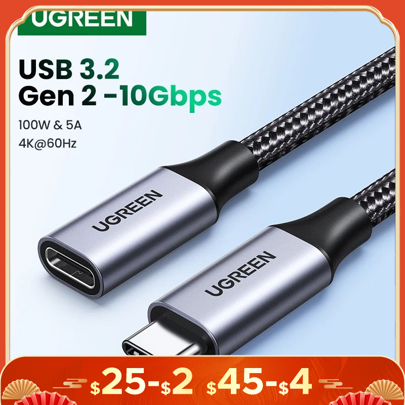 Ugreen USB C удлинитель типа C удлинитель USB-C Thunderbolt 3 для Xiaomi Nintendo переключатель USB 3,1 USB удлинитель