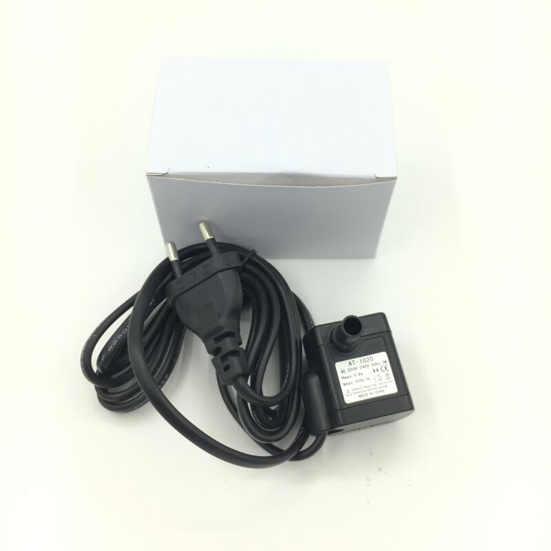 Bomba de agua ultrasilenciosa de 3W CA 220V, caudal de flujo, bomba sin escobillas impermeable, Mini filtro de agua, bomba de fuente para pecera, enchufe europeo