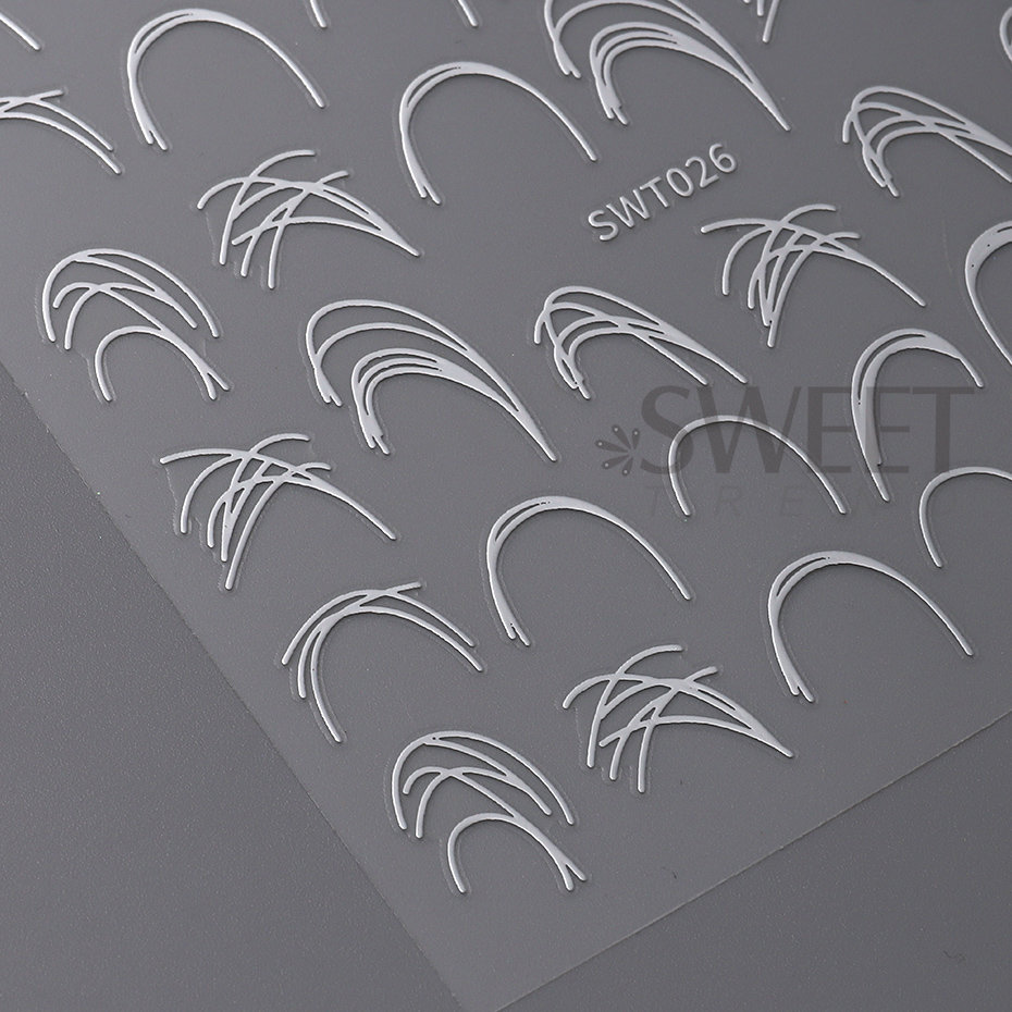 Spider Gel Line Nail Stickers Metal Silver White Irregular Graffiti Stripe Design 3D Self Adhesive Gel Polish Slider Nail Decor