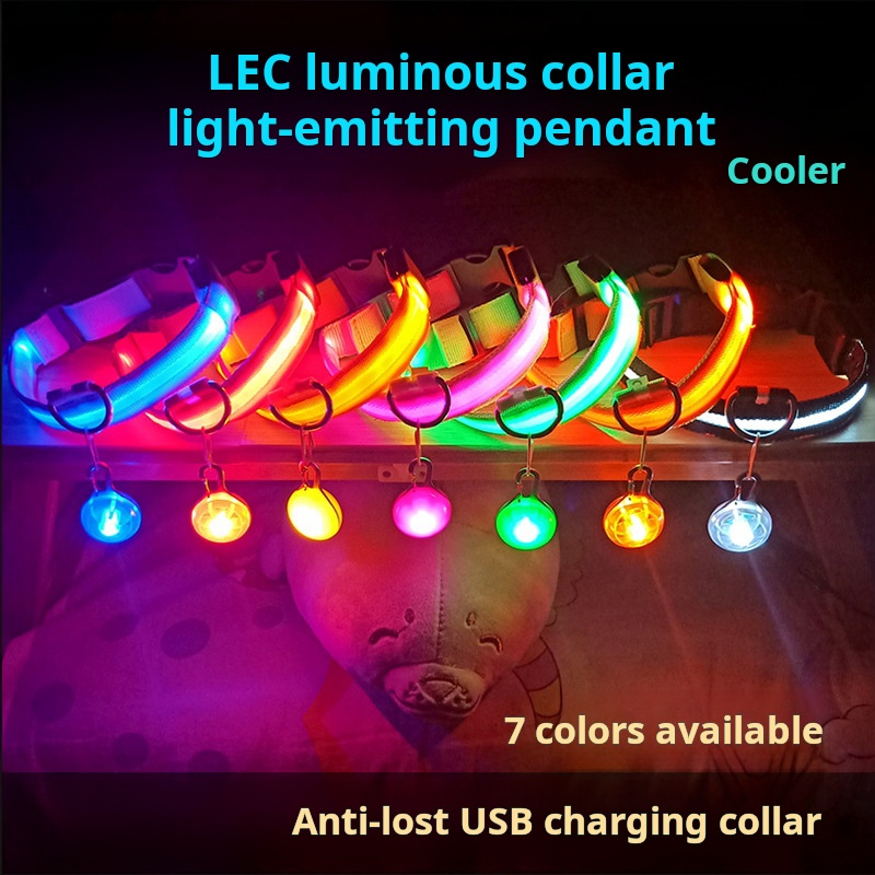 Collare per cani regolabile collare luminoso a LED collare di sicurezza per cani da compagnia con luce notturna, adatto per accessori per cani di piccola taglia