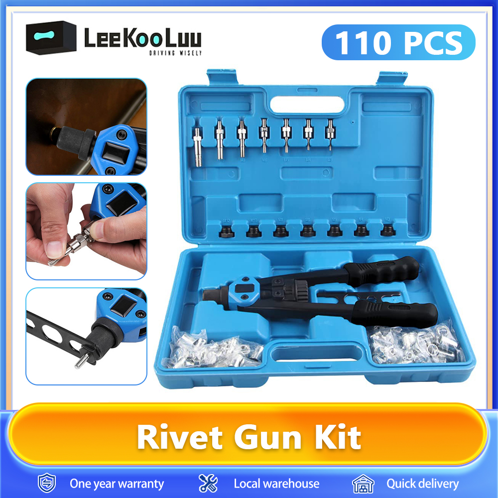 Zestaw szczypiec do nitonakrętek, zestaw szczypiec do nitonakrętek, 110 nitonakrętek w M5 M6 M8 M10 M12, wytrzymały pistolet do nitonakrętek ręcznych