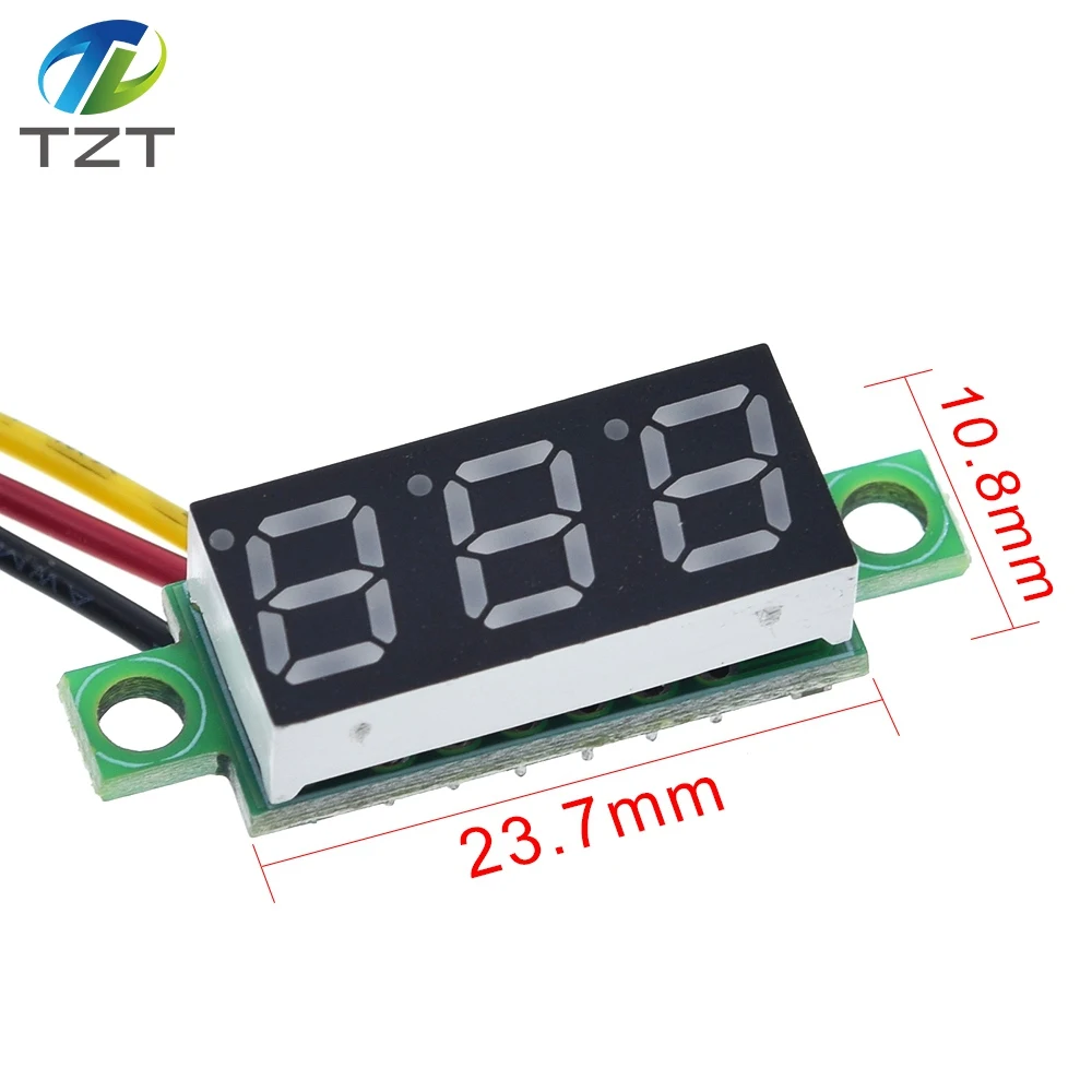 Mini voltímetro Digital de 0,28 pulgadas, 0,28 ", 2/3 cables, pantalla LED azul/rojo/verde/amarillo, medidor de voltaje de Panel LED Digital DC 0-100V