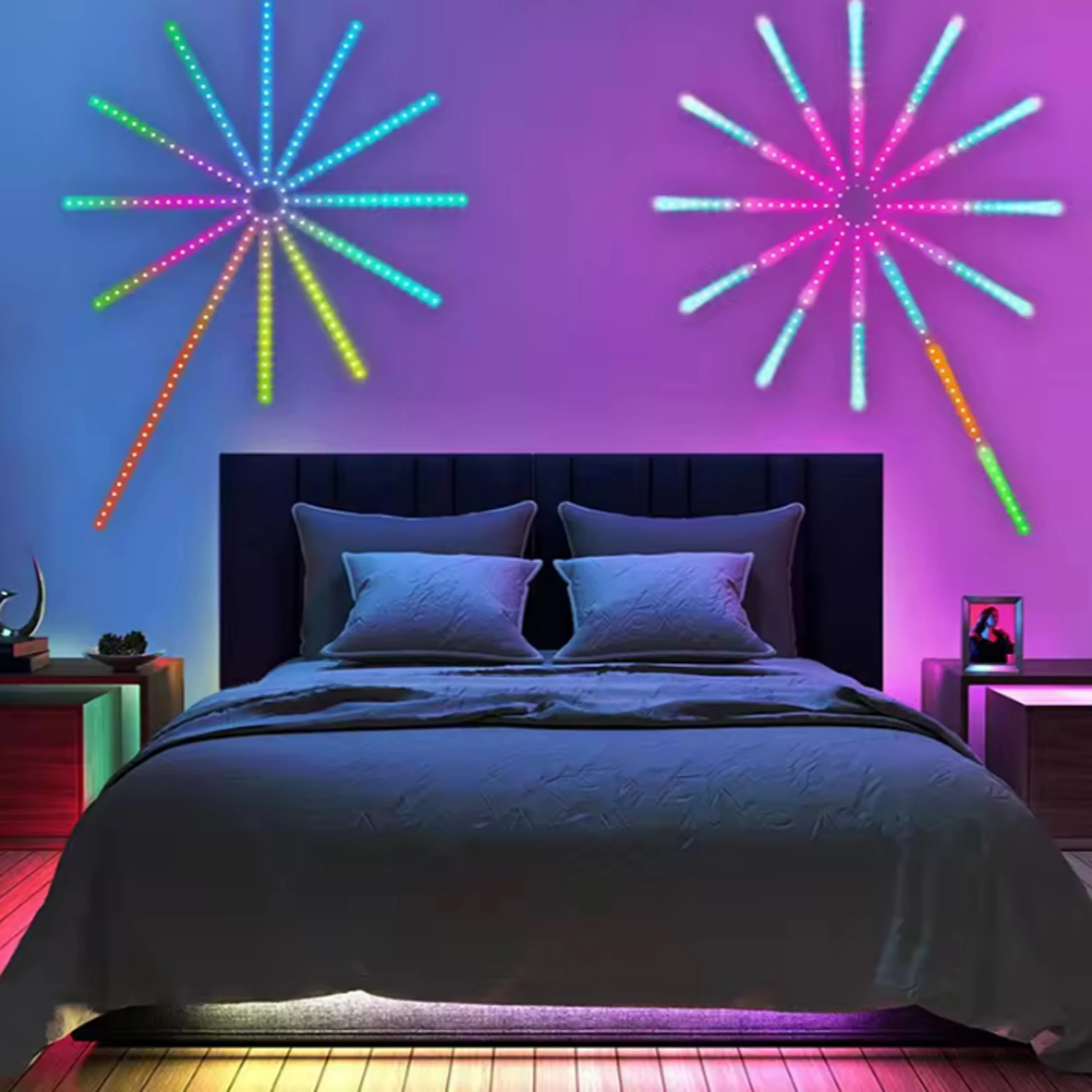 5V USB RGBlC Fuochi d'artificio Strisce LED Bluetooth APP Controllo Lampada intelligente Sincronizzazione Musica Arredamento camera da letto Luce da sogno Luce di striscia LED