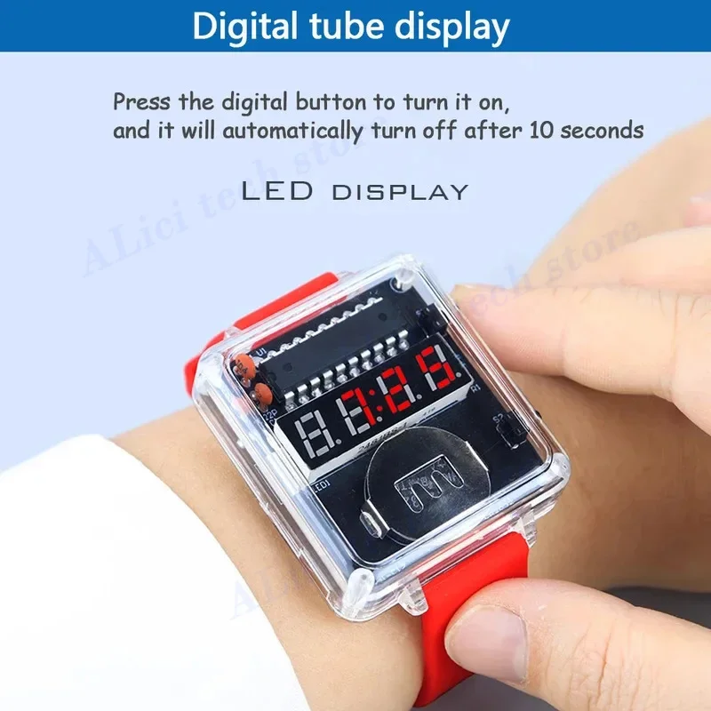 DIY Electronic Clock Kit, LED Digital Tube Display, Silicone Bracelet, Beginner Soldering Project