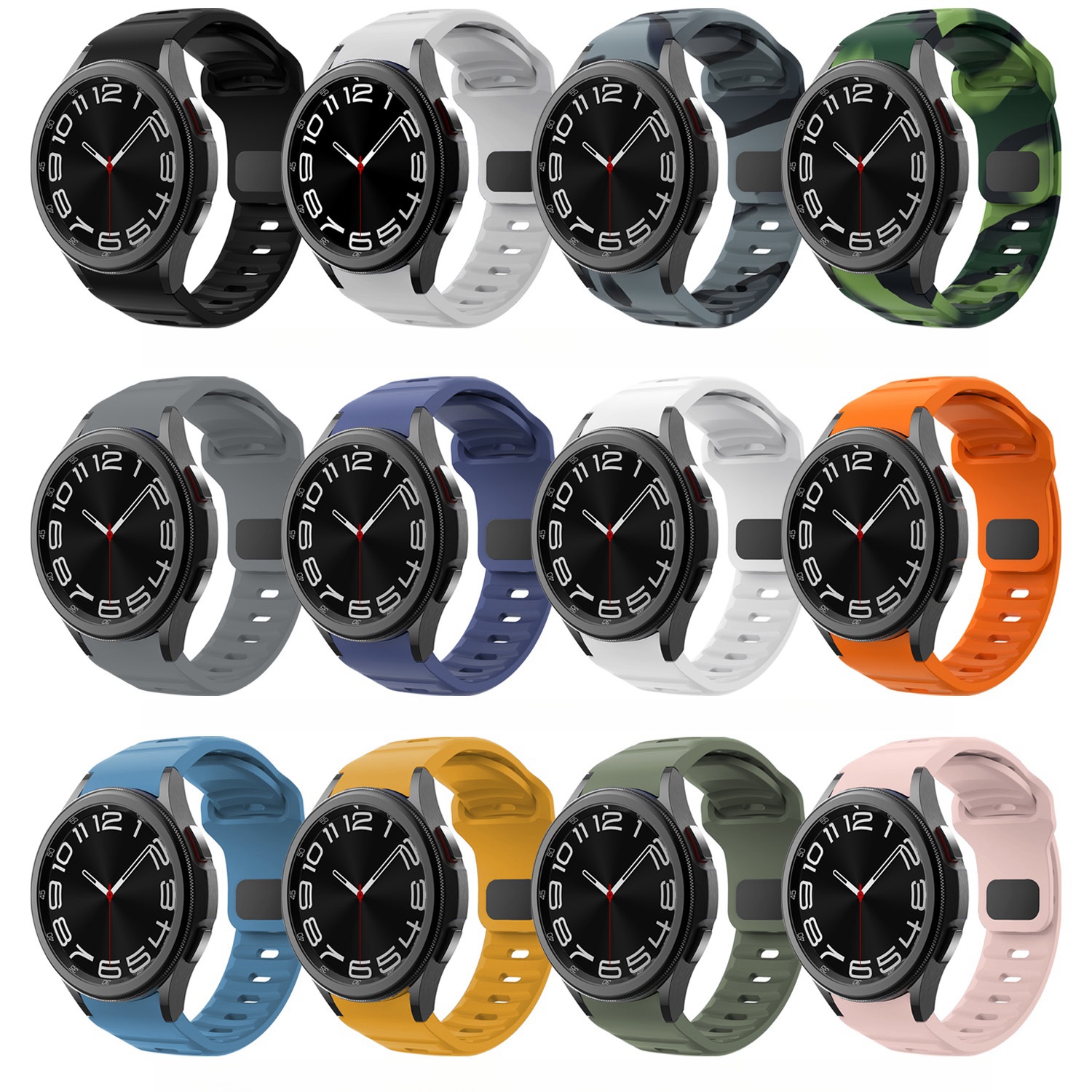 サムスンギャラクシーウォッチ用シリコンストラップ,6クラシック,47mm, 43mm, 4クラシック,46mm, 42mm, 5,5pro,45mm,4,6 40mm、44mm