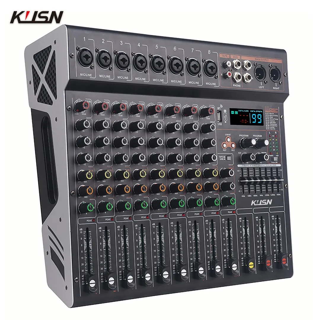 8 Channel 99 DSP Amplifier Mixer Digital Professional Powered Audio Mixing Console Soundcraft Sound Mixer With Bluetooth USB