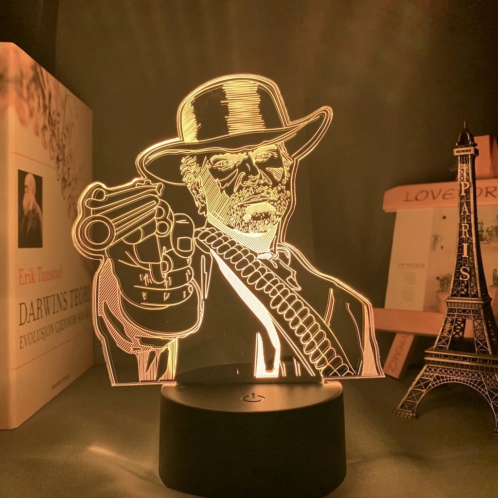 Trò Chơi Red Dead Redemption 2 Món Quà Tặng Acrylic 3d Đèn Cho Phòng Game Trang Trí Nightlight RDR2 Arthur Morgan Hình Trẻ Em Led đèn Ngủ