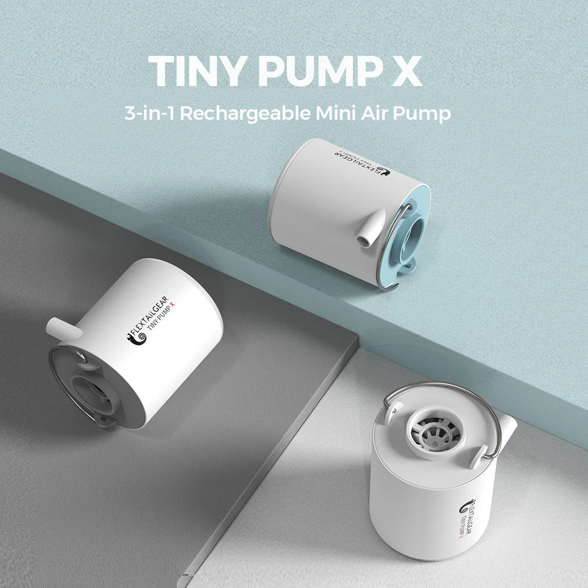 FLEXTAILGEAR TINY PUMP X - Pompa ad aria da campeggio portatile con batteria da 1300 mAh ricaricabile per galleggianti da piscina Sacchetti sottovuoto per materassi ad aria